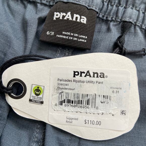 Prana Palisades Ripstop Utility Pant Women's 6 Thundercloud 31" Relaxed Straight - Picture 6 of 12